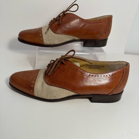 TOSI Thirty Five 35 Other - TOSI Thirty Five 35 Made In Italy Leather Fabric Brown Tan Oxford Derby Shoes 9